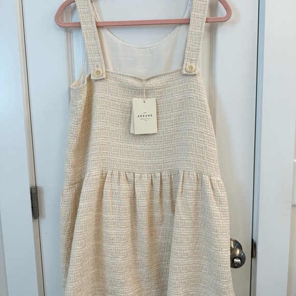 Sezane Cream Pleated Mini Sundress - Picture 5 of 8